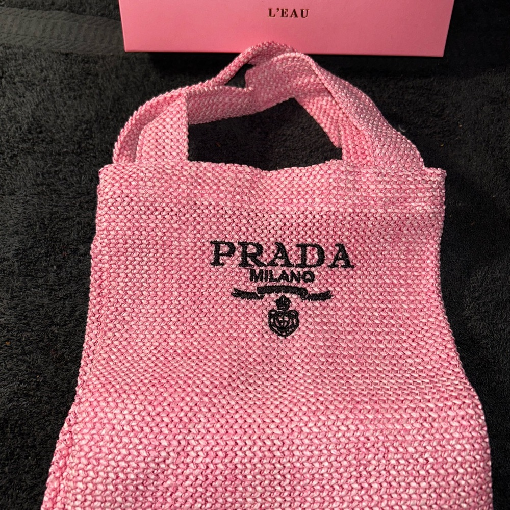 Prada Pink Crochet Logo Tote